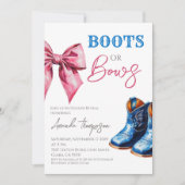 Invitation Western Boots or Bows Blue Pink Gender Reveal (Devant)