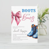 Invitation Western Boots or Bows Blue Pink Gender Reveal (Debout devant)