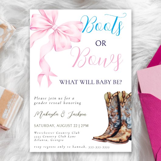 Invitation Western Boots or Bows Blue Rose Genre Reveillez