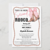 Invitation Western Boots Rose Bow Rodeo Deuxième bébé Sprinky (Devant)
