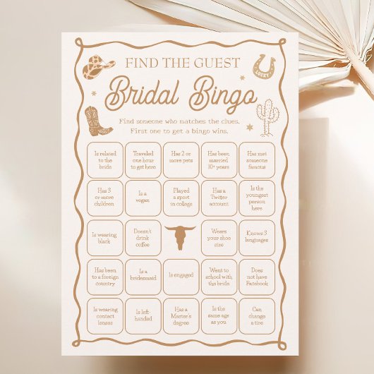 Invitation Western Bridal Shower Find the Guest Bingo Game