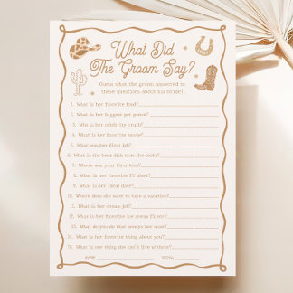 Invitation Western Bridal Shower What Did the Groom Say Game