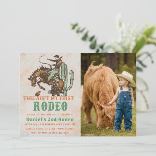 Invitation Western Ce n'est pas mon premier rodéo 2e annivers (Debout devant)