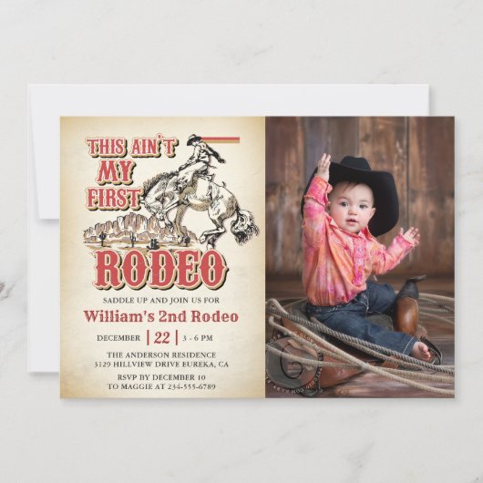 Invitation Western Ce n'est pas mon premier rodéo 2e annivers (Devant)