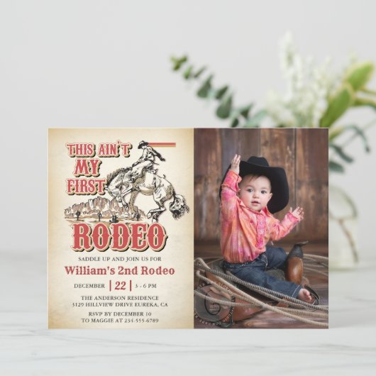 Invitation Western Ce n'est pas mon premier rodéo 2e annivers (Debout devant)