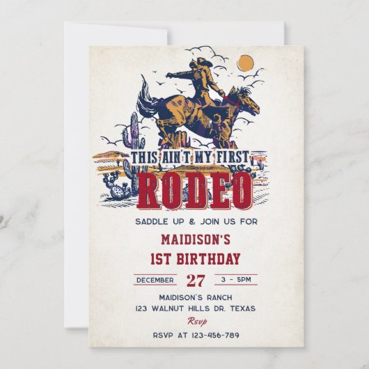 Invitation Western Ce n'est pas mon premier rodéo 2e annivers (Devant)