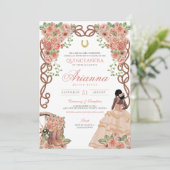 Invitation Western Charro Rose or Floral Quinceañera (Debout devant)