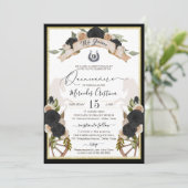 Invitation Western Charro Roses noirs & Chevaux Quinceanera (Debout devant)