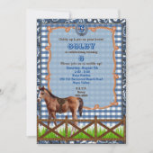 Invitation Western Cheval Bleu et Brun (Devant)