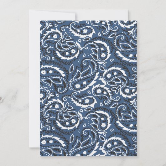 Invitation Western Cheval Bleu et Marron (Dos)