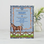 Invitation Western Cheval Brun et Bleu (Debout devant)