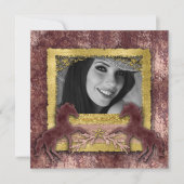 Invitation Western Cheval Vintage Rose Doré (Devant)