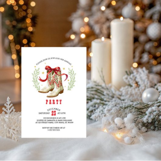 Invitation Western Christmas Cowboy Boots