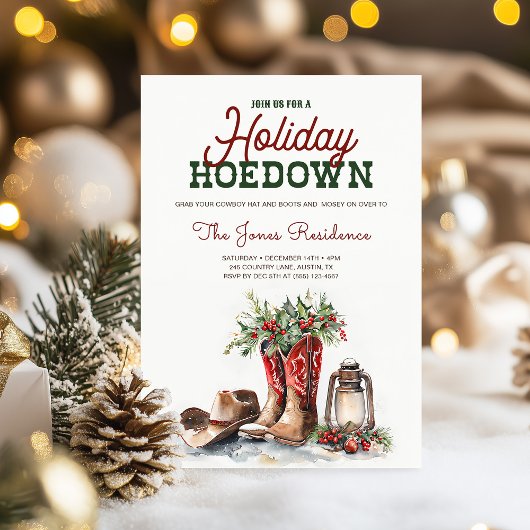 Invitation Western Christmas Holiday Hoedown Rustic Party