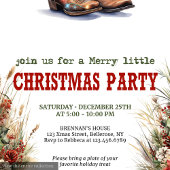 Invitation Western Christmas party invite with cowboy hat