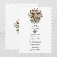 Western Country Cowboy Boho Cow Mariage crâne