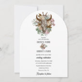 Invitation Western Country Cowboy Boho Cow Mariage crâne (Devant)
