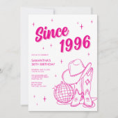 Invitation Western Country Pink Disco 30e anniversaire (Devant)