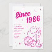 Invitation Western Country Pink Disco 40e anniversaire (Devant)