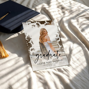 Invitation Western Cow Print Photo Party Graduation