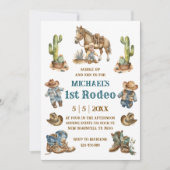 Invitation western cowboy 1er rodéo garçon premier anniversai (Devant)