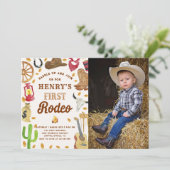 Invitation Western Cowboy 1st Rodeo Anniversaire Photo (Debout devant)