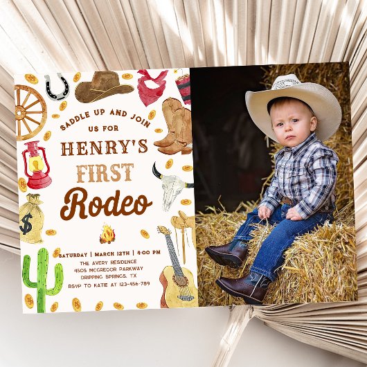 Invitation Western Cowboy 1st Rodeo Anniversaire Photo