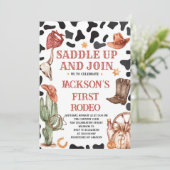 Invitation Western Cowboy 1st Rodeo Birthday Party (Debout devant)