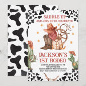 Invitation Western Cowboy 1st Rodeo Birthday Party (Devant / Derrière)