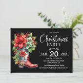 Invitation Western Cowboy Boot Black Christmas Party (Debout devant)