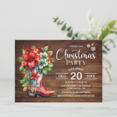 Invitation Western Cowboy Boot Bois Noël (Debout devant)