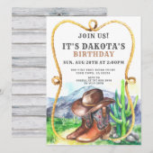 Invitation Western Cowboy Boots Casquette fête d'anniversaire (Devant / Derrière)