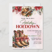 Invitation Western Cowboy Boots Christmas Hodown Party (Devant)