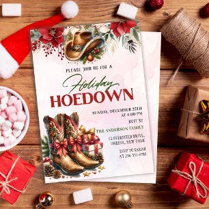 Invitation Western Cowboy Boots Christmas Hodown Party