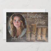 Invitation Western Cowboy Boots Rustic Photo Graduation Party (Devant)