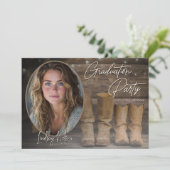 Invitation Western Cowboy Boots Rustic Photo Graduation Party (Debout devant)