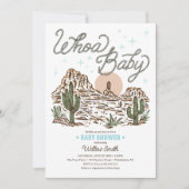 Invitation Western Cowboy Boy Whoa Baby shower (Devant)