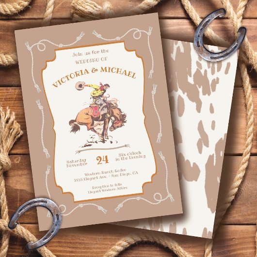 Invitation Western Cowboy Bucking Bronco Mariage