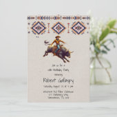 Invitation Western Cowboy Bull Rider Aztec fête d'anniversair (Debout devant)