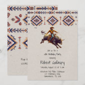 Invitation Western Cowboy Bull Rider Aztec fête d'anniversair (Devant / Derrière)