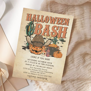Invitation Western Cowboy Citrouille Halloween Bash Party