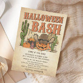 Invitation Western Cowboy Citrouille Halloween Bash Party