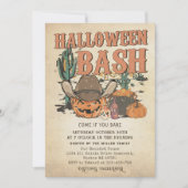Invitation Western Cowboy Citrouille Halloween Bash Party (Devant)