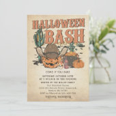 Invitation Western Cowboy Citrouille Halloween Bash Party (Debout devant)