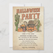 Invitation Western Cowboy Citrouille Halloween Party (Devant)