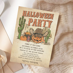 Invitation Western Cowboy Citrouille Halloween Party