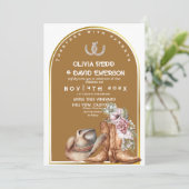 Invitation Western Cowboy Country Rustic Floral Mariage (Debout devant)