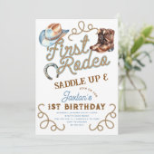Invitation Western Cowboy First Rodeo 1st Birthday (Debout devant)