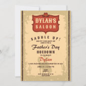 Invitation Western Cowboy Funny Fête des pères Saloon (Devant)