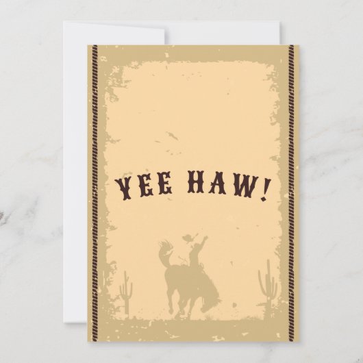 Invitation Western Cowboy Funny Fête des pères Saloon (Dos)